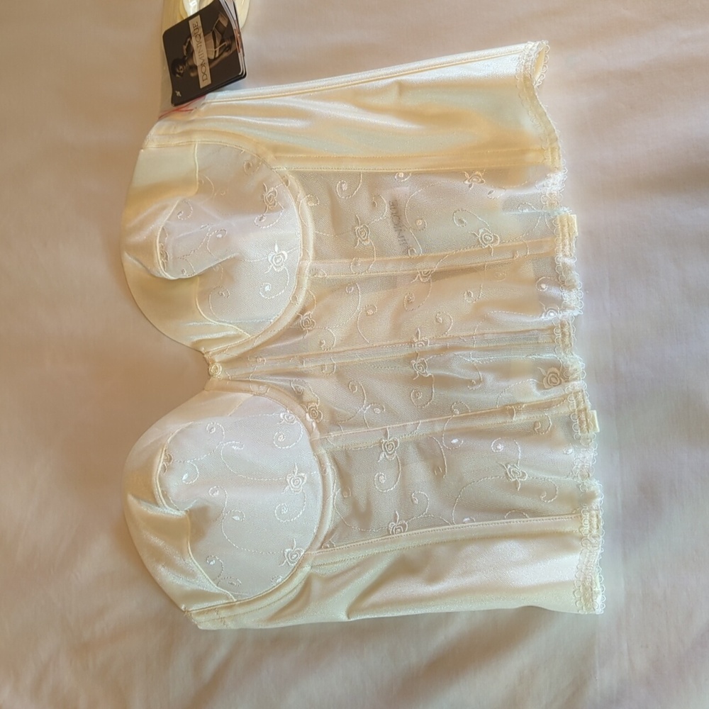 Dominique Intimates Bustier 40C Strapless Corset Bridal Semi-sheer Panels NWT